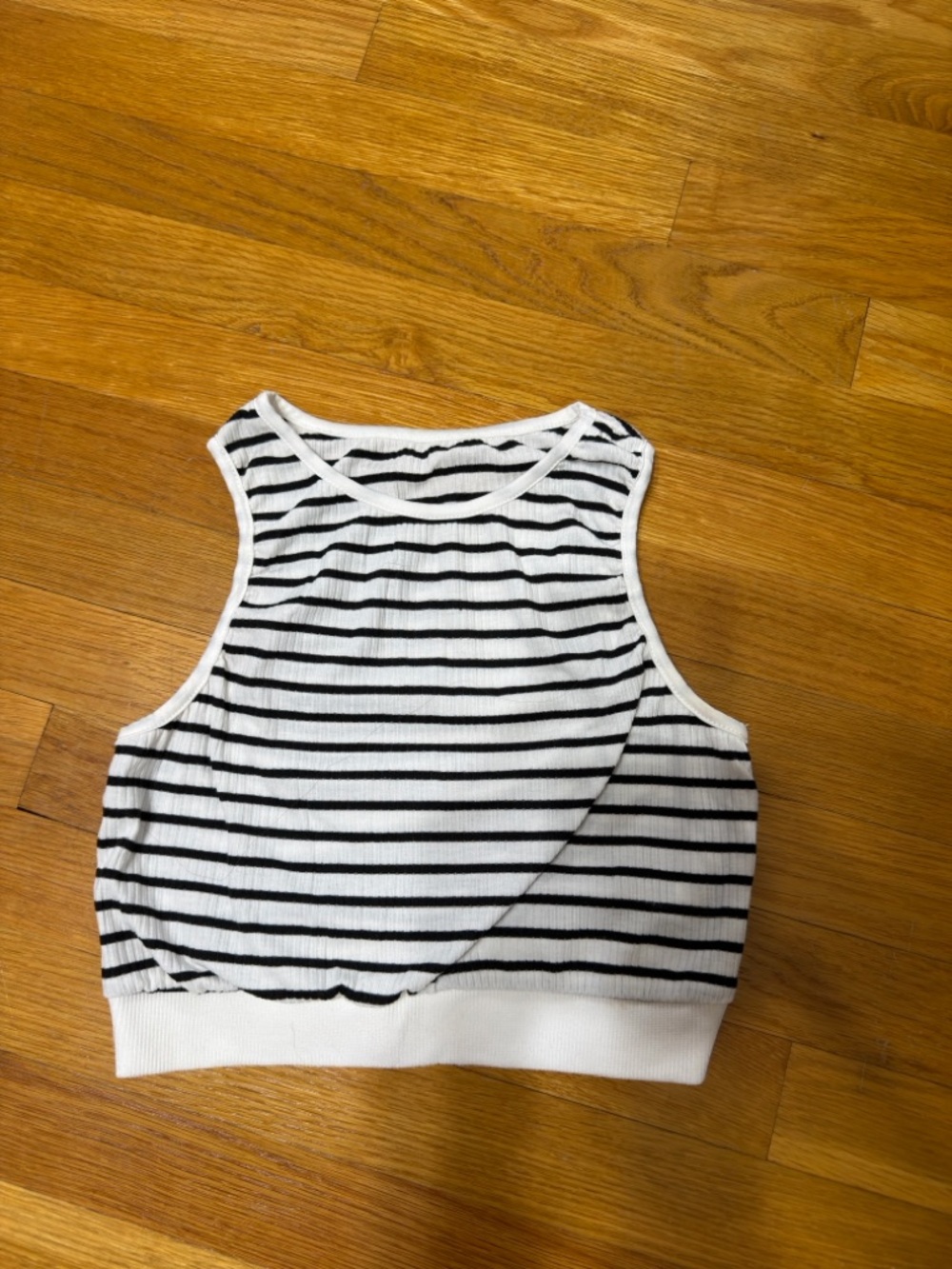 Black & White Striped Ribbed Tank Top